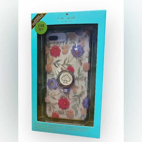 Kate Spade Hybrid Case & Attachable Ring Stand for iPhone 8/7/6s Clear/Flowers - Picture 4 of 7